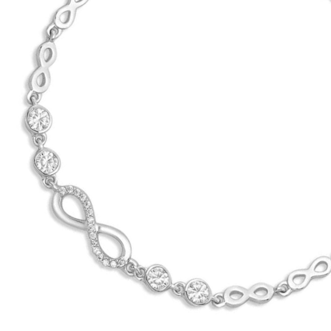 Infinity Rhodium plated CZ 925 Sterling Silver Bracelet Gift Hamper