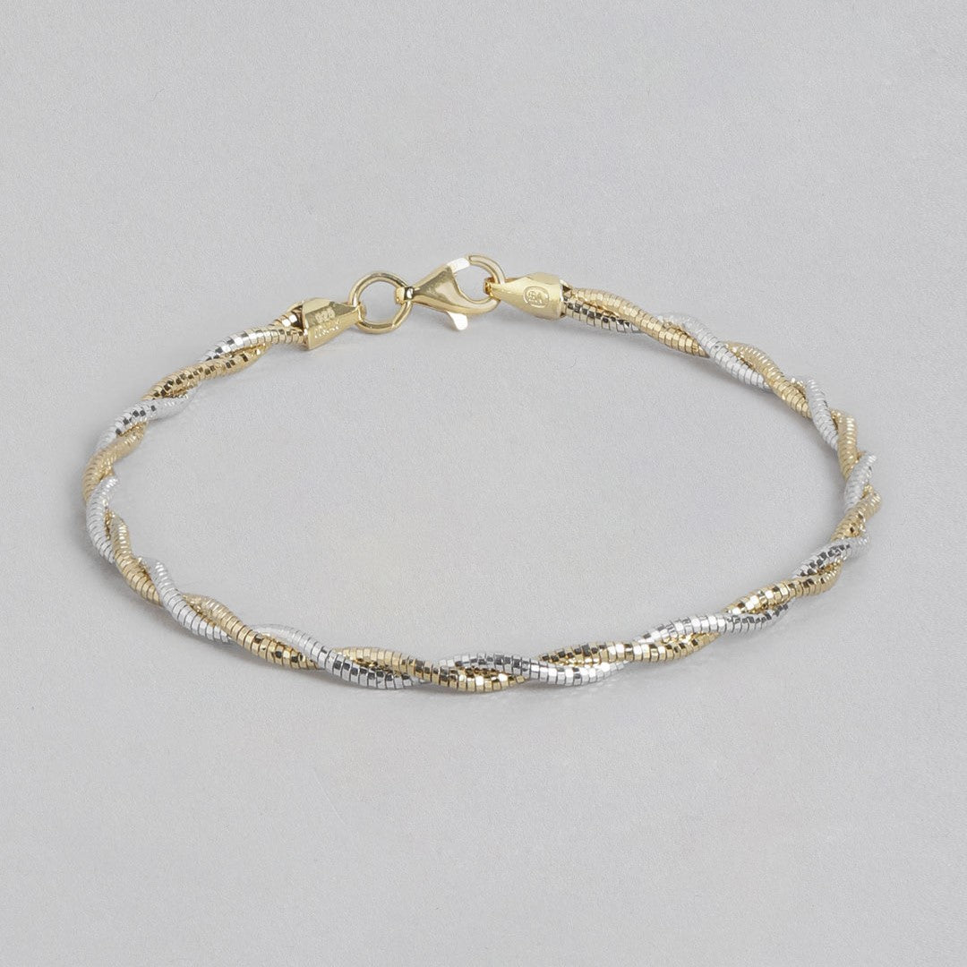 Harmony Weave 925 Sterling Silver Gold & Rhodium Plated Bracelet