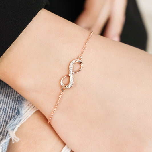 To Infinity and Beyond Rose Gold 925 Silver Bracelet Gift Hamper for Sister