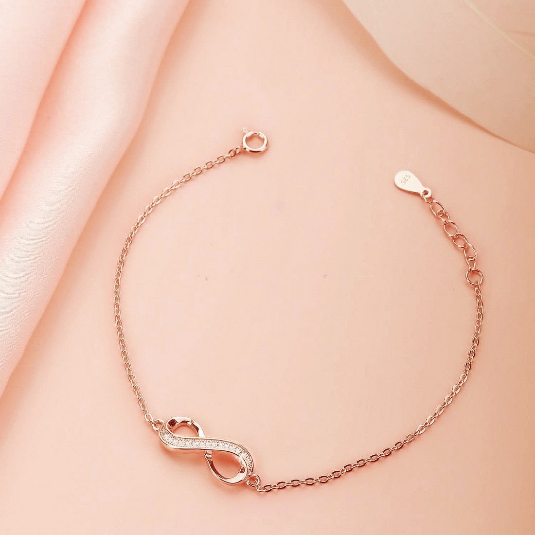 To Infinity and Beyond Rose Gold 925 Silver Bracelet Gift Hamper