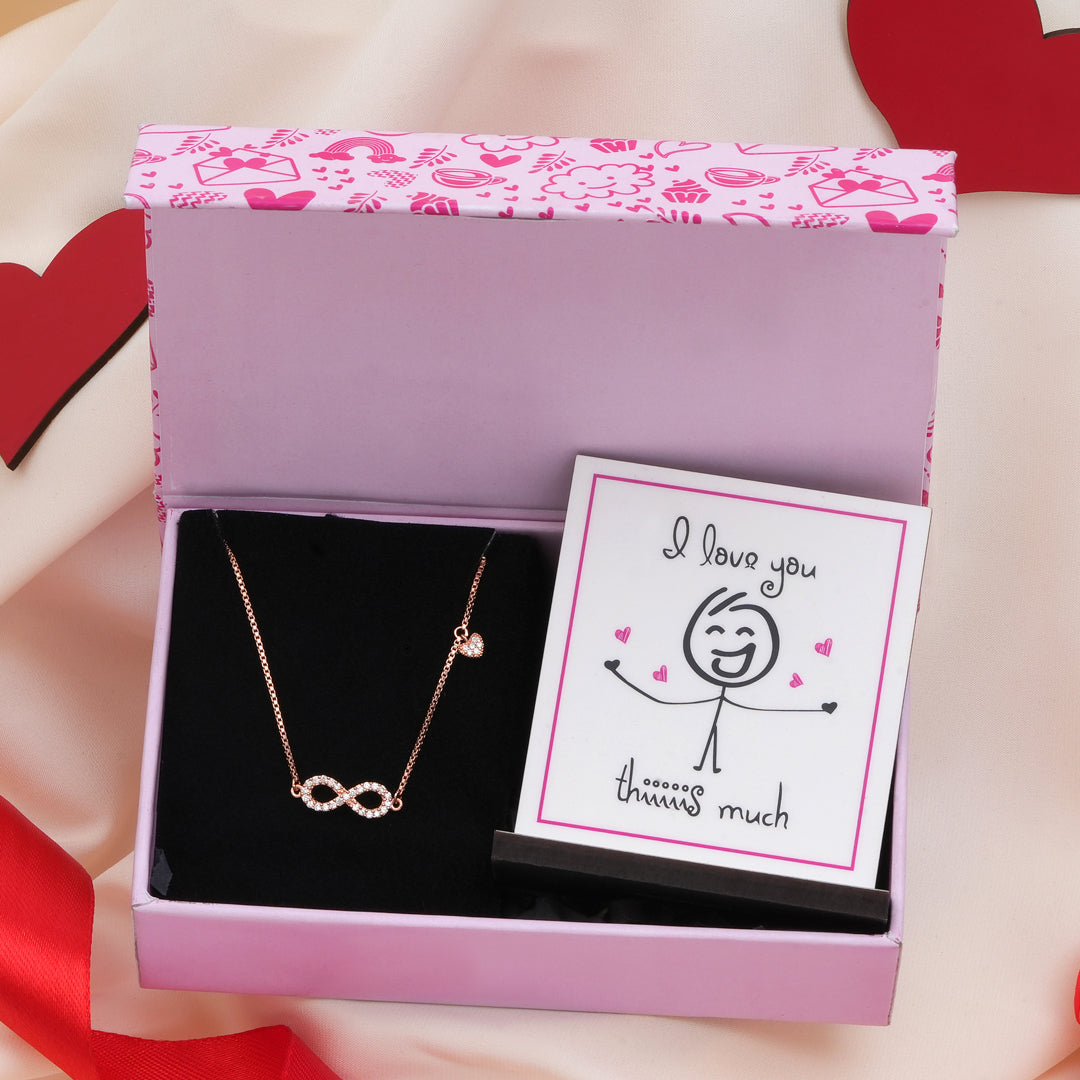 Rose Gold Minimal Infinity 925 Silver Bracelet Gift Hamper