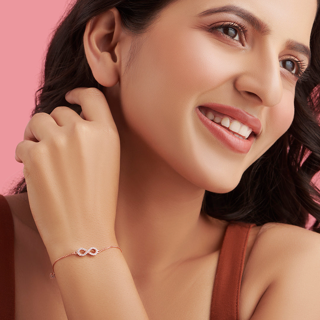 Rose Gold Minimal Infinity 925 Silver Bracelet