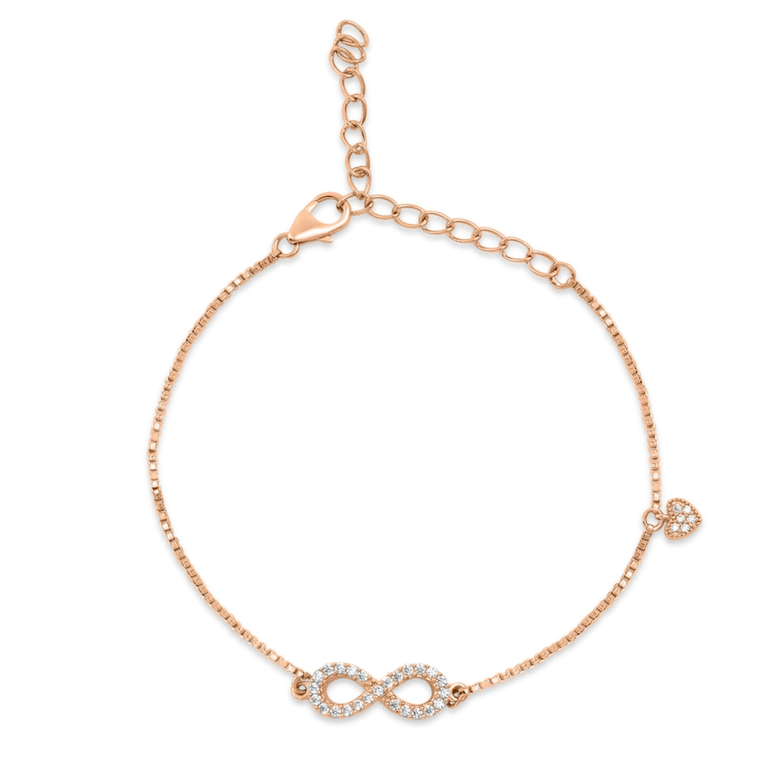 Rose Gold Minimal Infinity 925 Silver Bracelet Gift Hamper