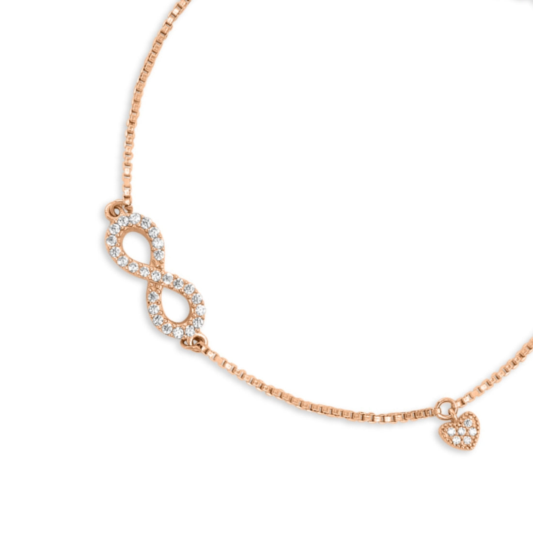 Rose Gold Minimal Infinity 925 Silver Bracelet Gift Hamper