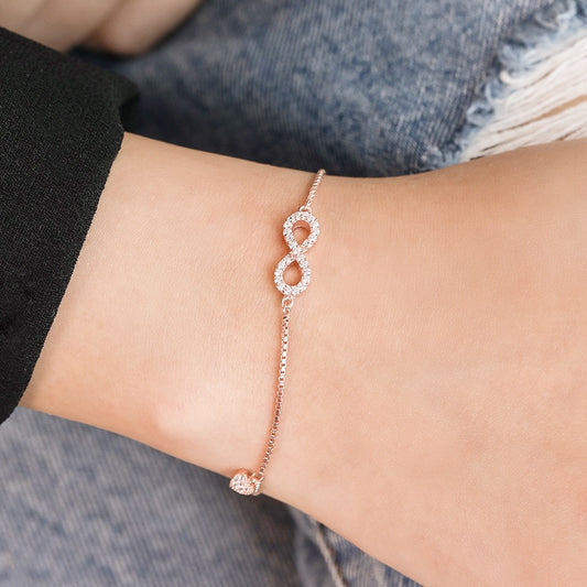 Rose Gold Minimal Infinity 925 Silver Bracelet
