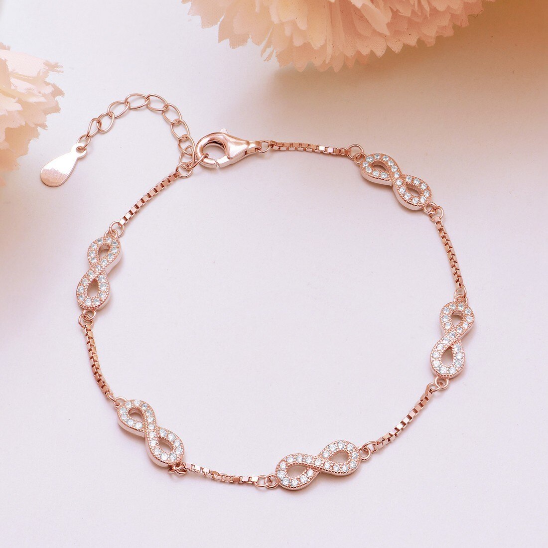 Classy Rose Gold Infinity 925 Silver Bracelet
