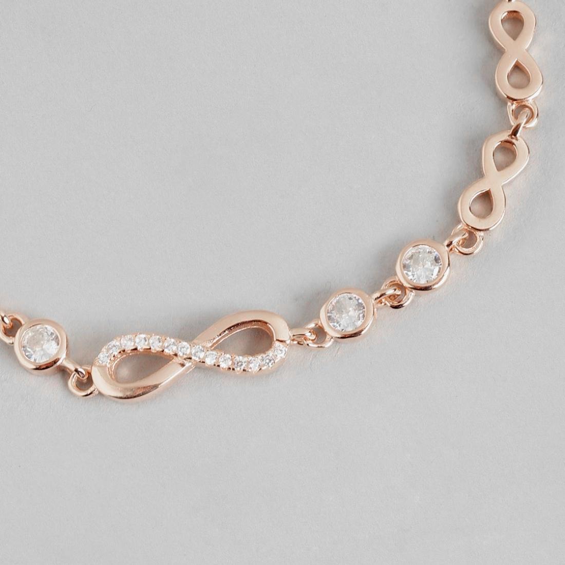 Rose Gold Radiance Love - Infinity & Solitaire Earrings Sterling Silver Combo