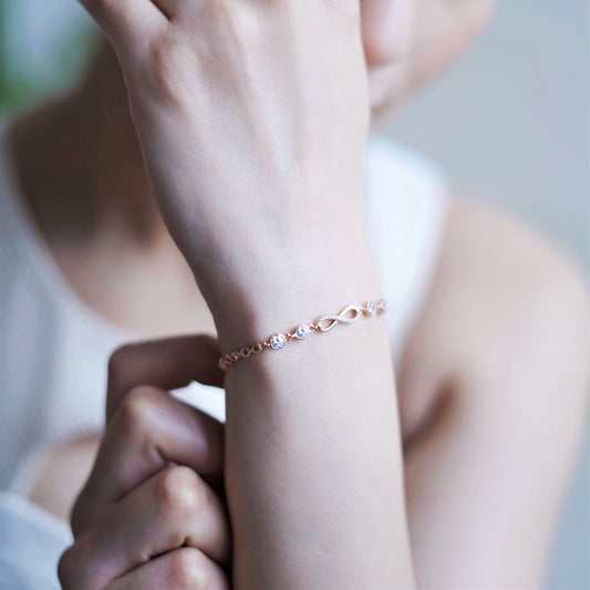 Rose Gold Radiance Love - Infinity & Solitaire Earrings Sterling Silver Combo