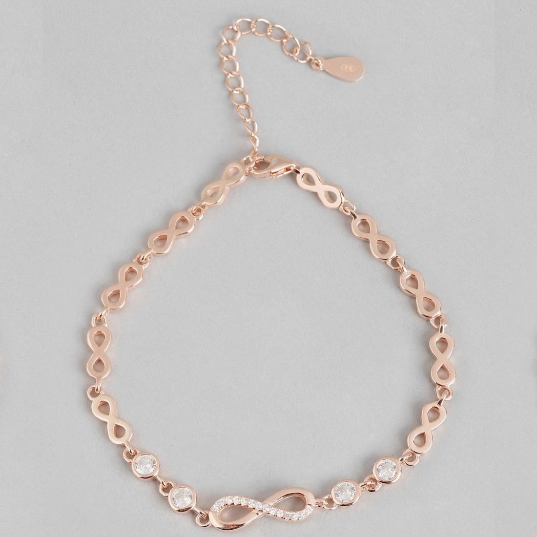 Rose Gold Radiance Love - Infinity & Solitaire Earrings Sterling Silver Combo