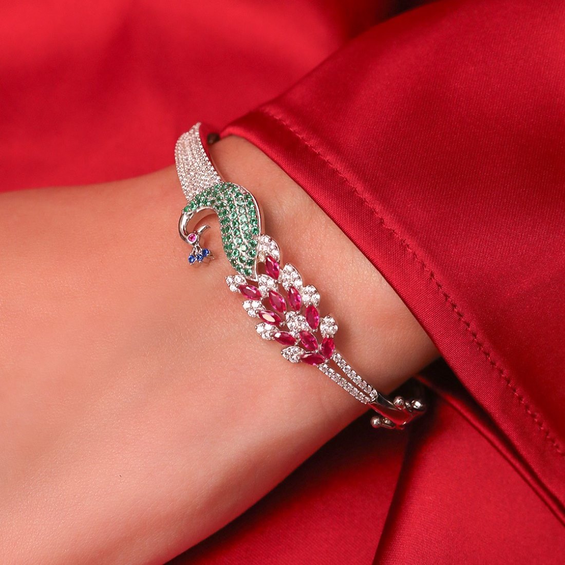 Peacock 925 Sterling Silver Bracelet Valentine's Gift – Zavya