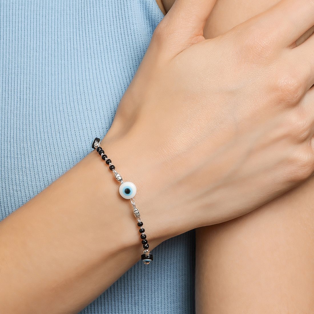 Silver Evil Eye Bracelet Nazariya Bracelet In Silver Evil Eye