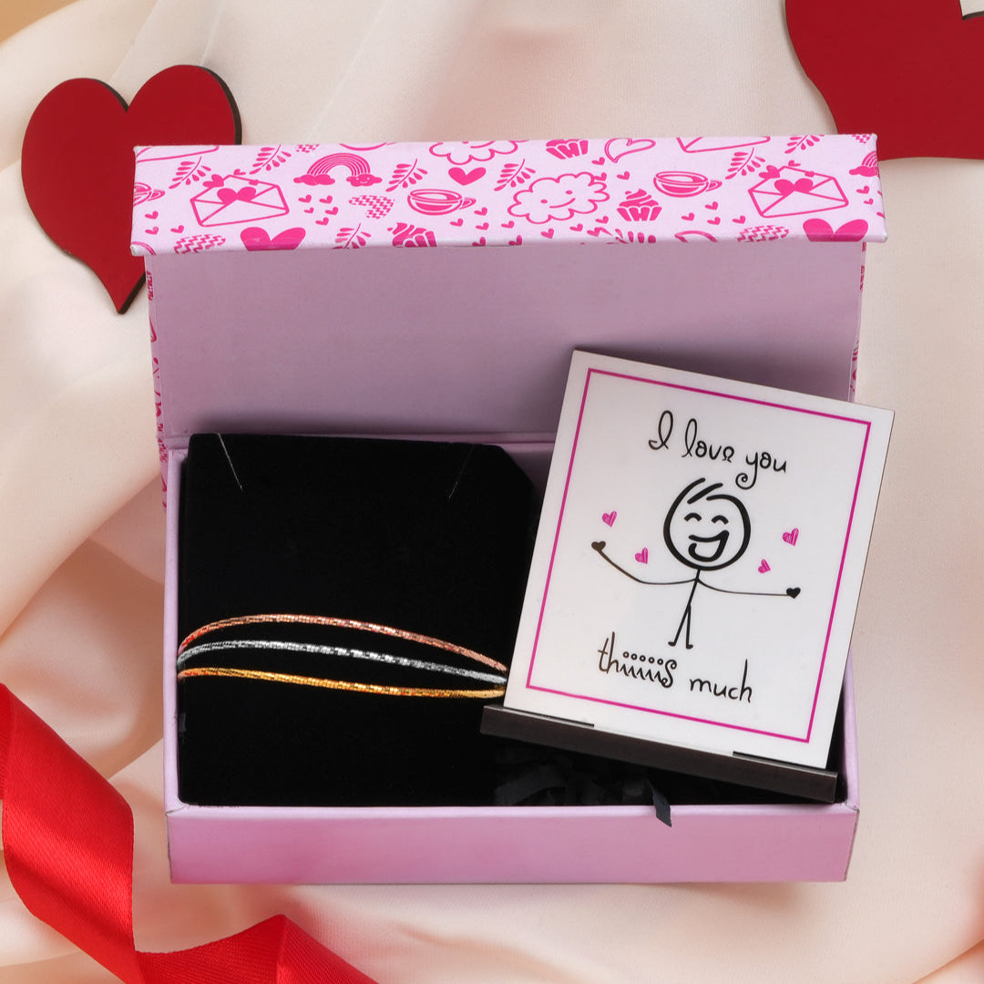 Multi-Strand Triple Plating 925 Sterling Silver Bracelet Gift Hamper