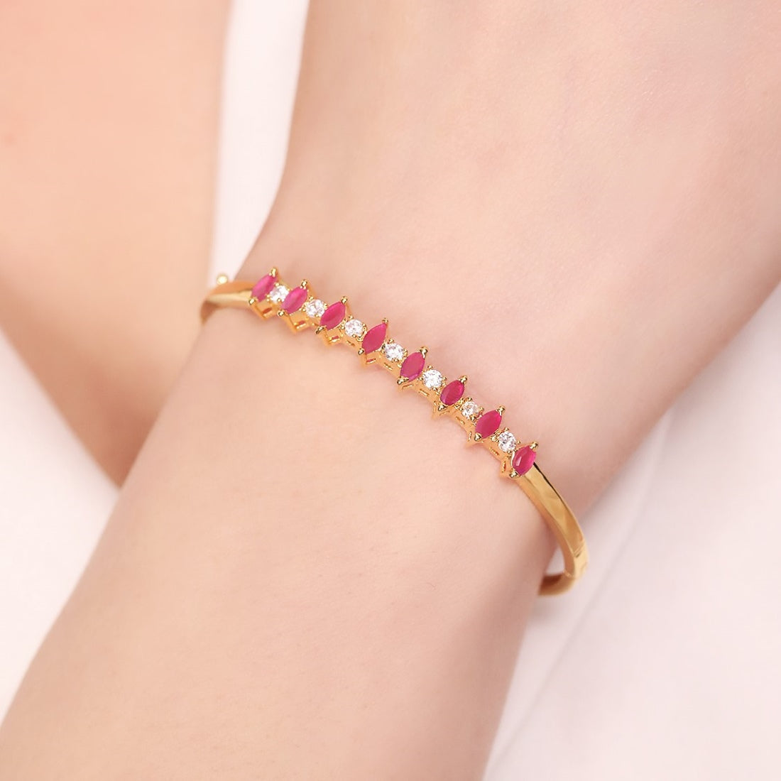 Radiant Fusion Gold-Plated 925 Sterling Silver Bracelet with Cubic Zirconia and Color Stones