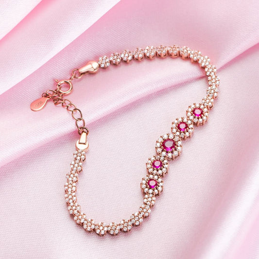 Rose Petal Adorn 925 Sterling Silver Adjustable Floral Bracelet