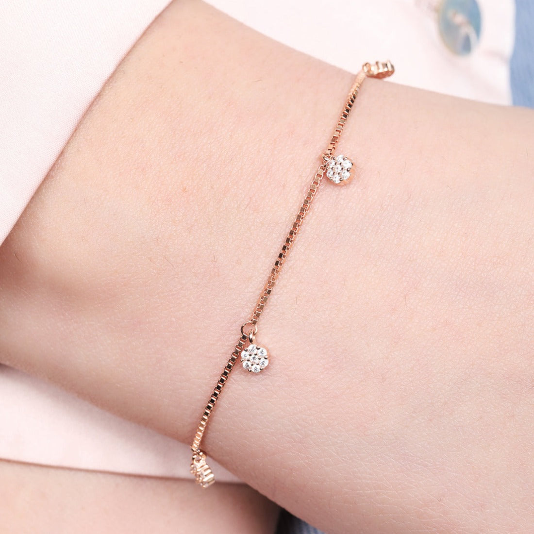 Radiant Rose 925 Sterling Silver Rose Gold-Plated Bracelet with Cubic Zirconia