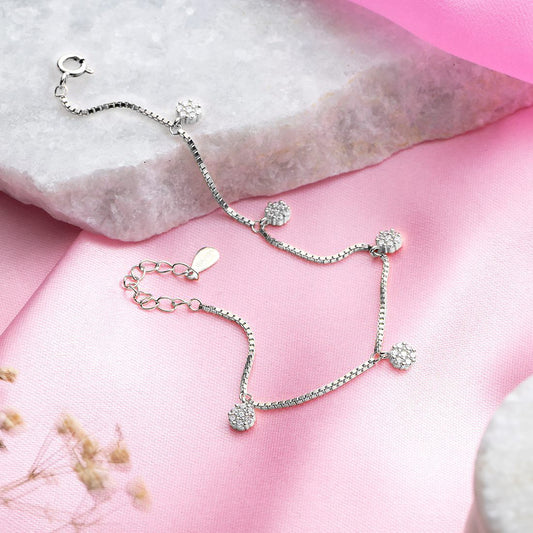 Eternal Circles 925 Sterling Silver Rhodium-Plated Circle Bracelet