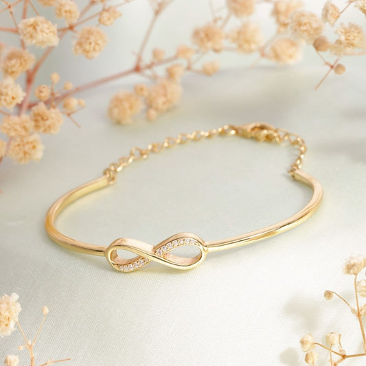 Infinity Love Luster CZ 925 Sterling Silver Gold Plated Bracelet