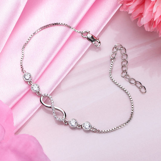 Eternal Infinity-Harmony Rhodium-Infused 925 Sterling Silver Bracelet