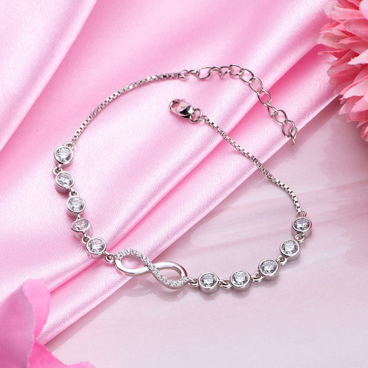 925 Sterling Silver Infinite Radiance Cascade Rhodium-Plated 925 Sterling Silver Bracelet for Women – Zavya