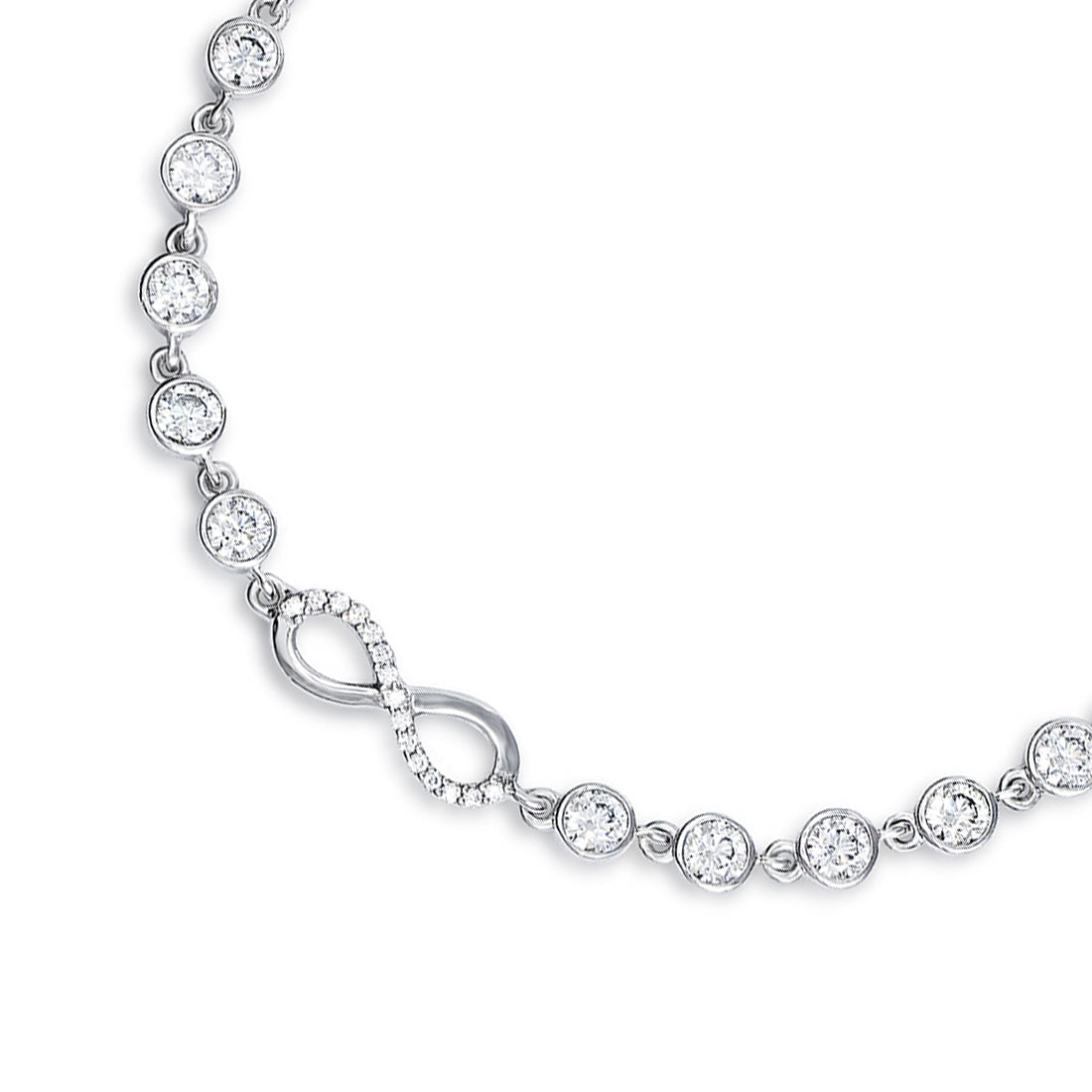 Infinite Radiance Cascade Rhodium-Plated 925 Sterling Silver Bracelet