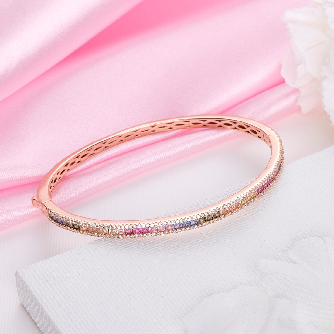 Glamorous Gleam Rose Gold-Plated 925 Sterling Silver Kada Bracelet