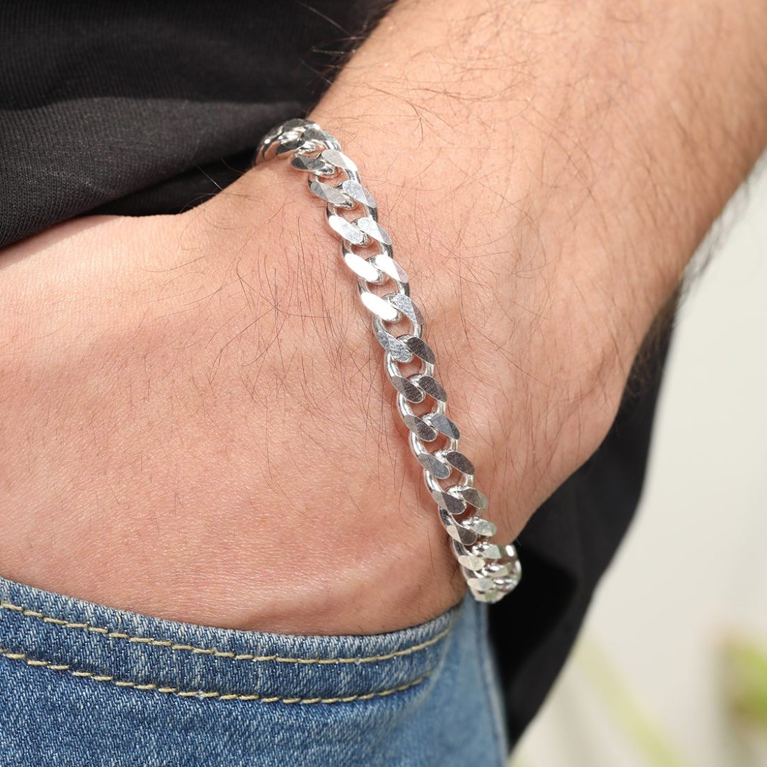 Classic Silver Elegance Men's 925 Sterling Silver Plated Bracelet