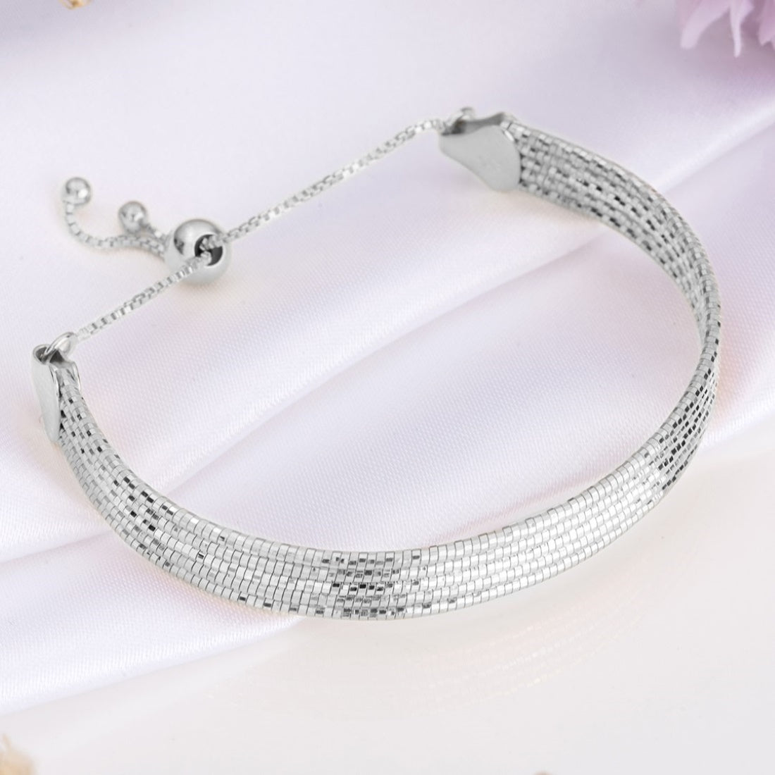 Elegance in Lines Rhodium Plated 925 Sterling Silver Five-Line Bracelet