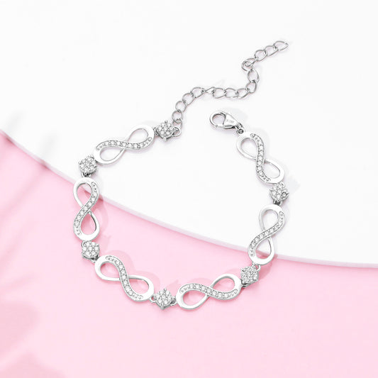925 Sterling Silver Infinite Brilliance CZ-Studded Rhodium-Plated 925 Sterling Silver Bracelet for Women – Zavya