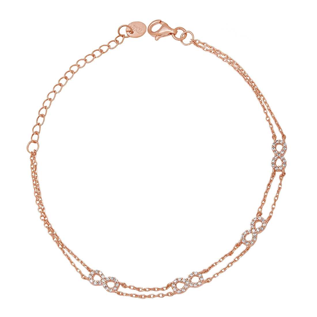 Eternal Love 925 Sterling Silver Infinity & Linked Chain Bracelet