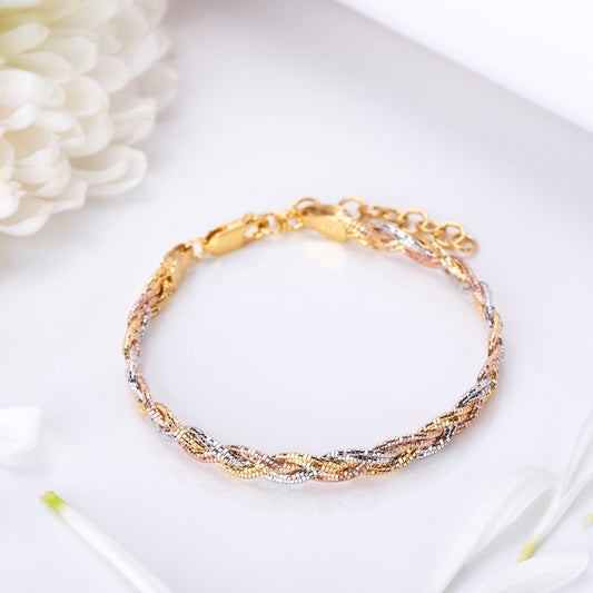 Tri-Tone Tapestry 925 Sterling Silver Weave Bracelet