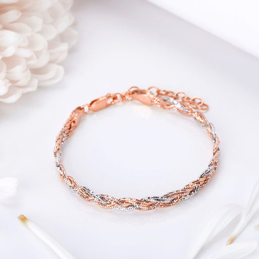 Harmony Weave Dual Tone Plated 925 Sterling Silver Weave Bracelet
