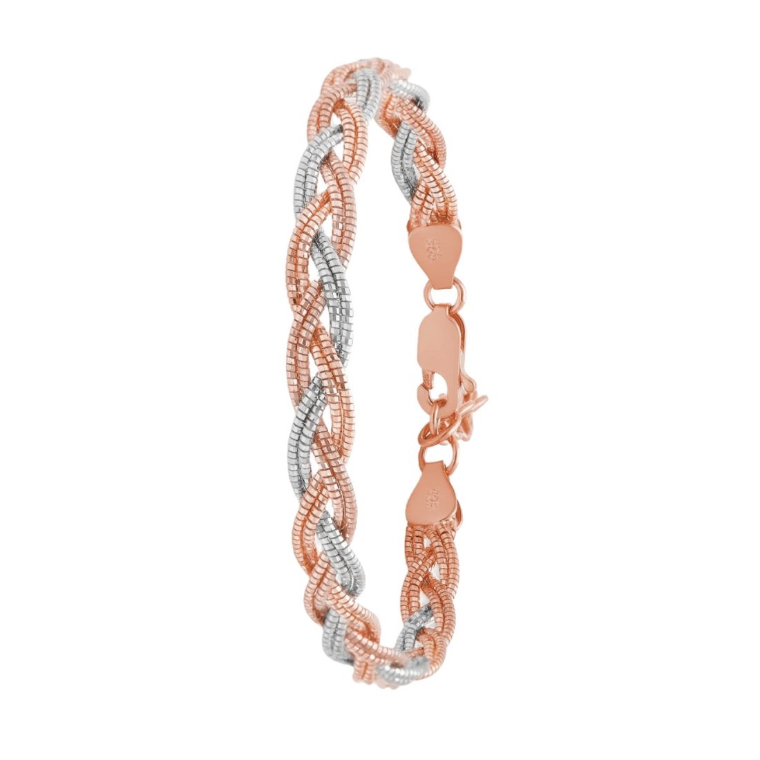 Harmony Weave Dual Tone Plated 925 Sterling Silver Weave Bracelet