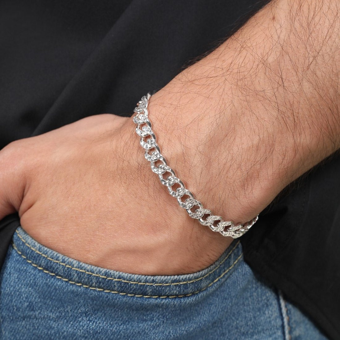 Modern Masculinity Rhodium Plated 925 Sterling Silver Men's Bracelets