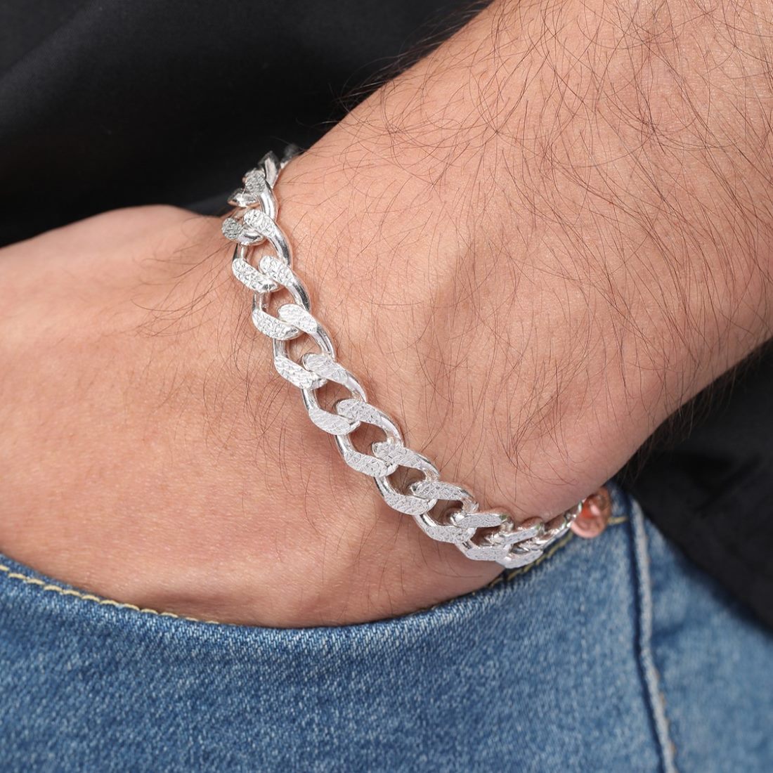 Elegant Masculinity Rhodium Plated 925 Sterling Silver Men's Bracelets