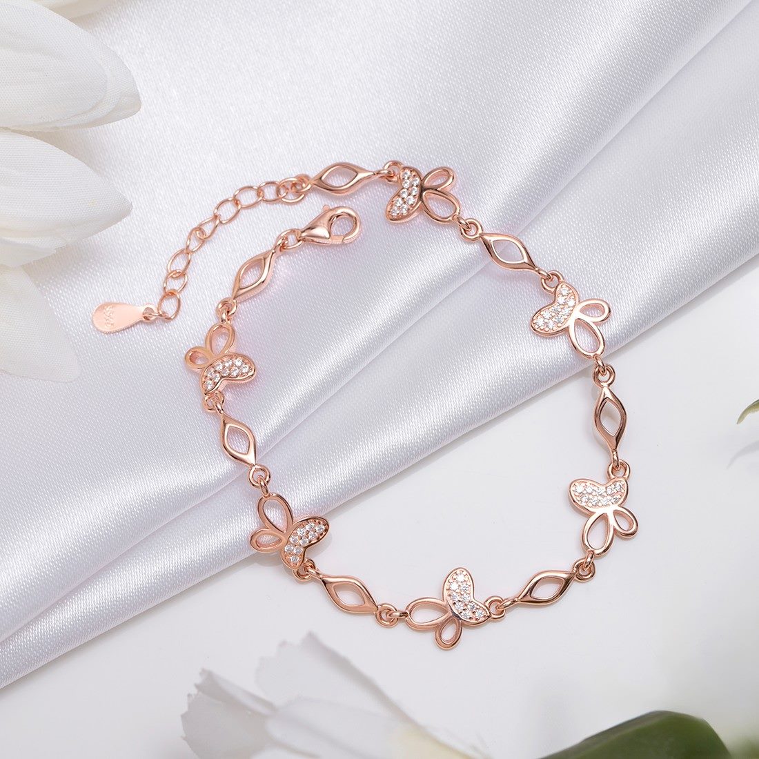 Butterfly Whimsy Rose Gold Plated 925 Sterling Silver Butterfly Bracelet
