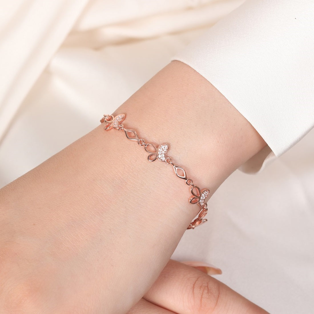 Butterfly Whimsy Rose Gold Plated 925 Sterling Silver Butterfly Bracelet