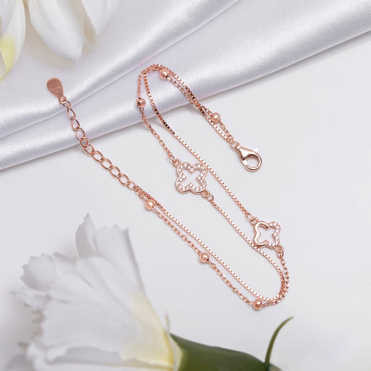 Charming Duo Rose Gold Plated 925 Sterling Silver Bracelet