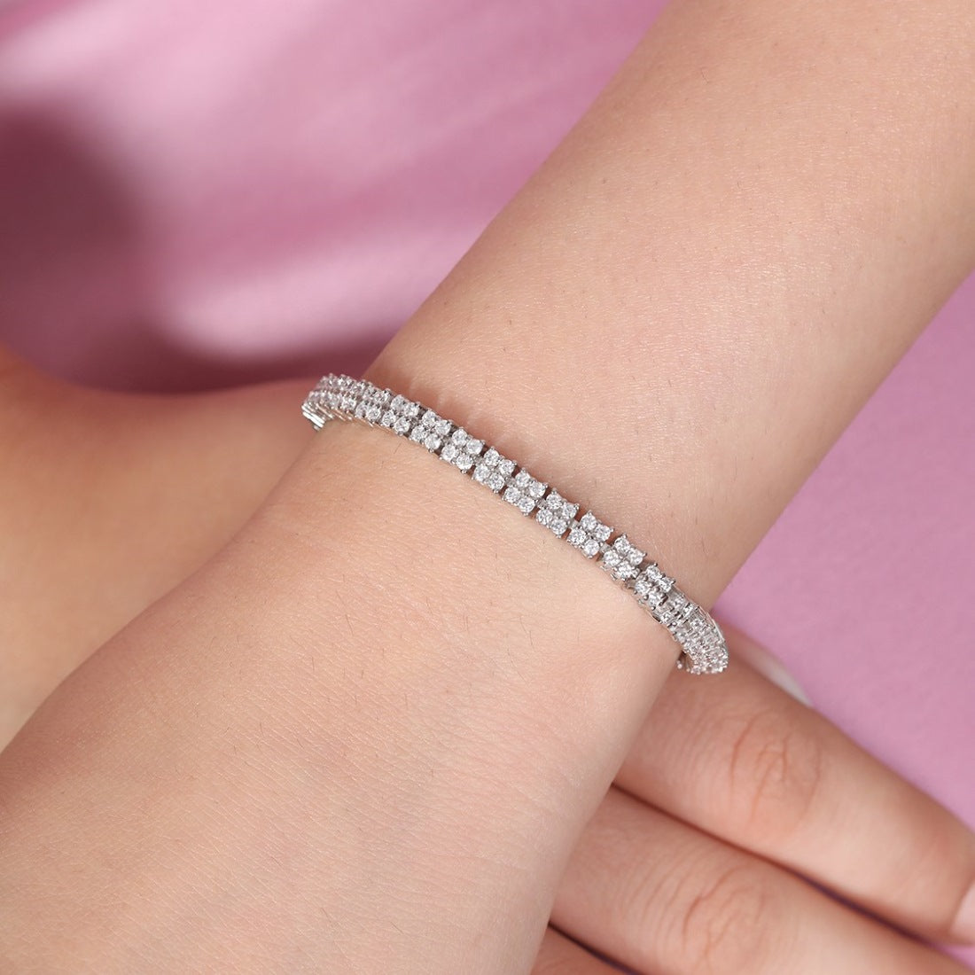 Square Brilliance Rhodium Plated 925 Sterling Silver Bracelet