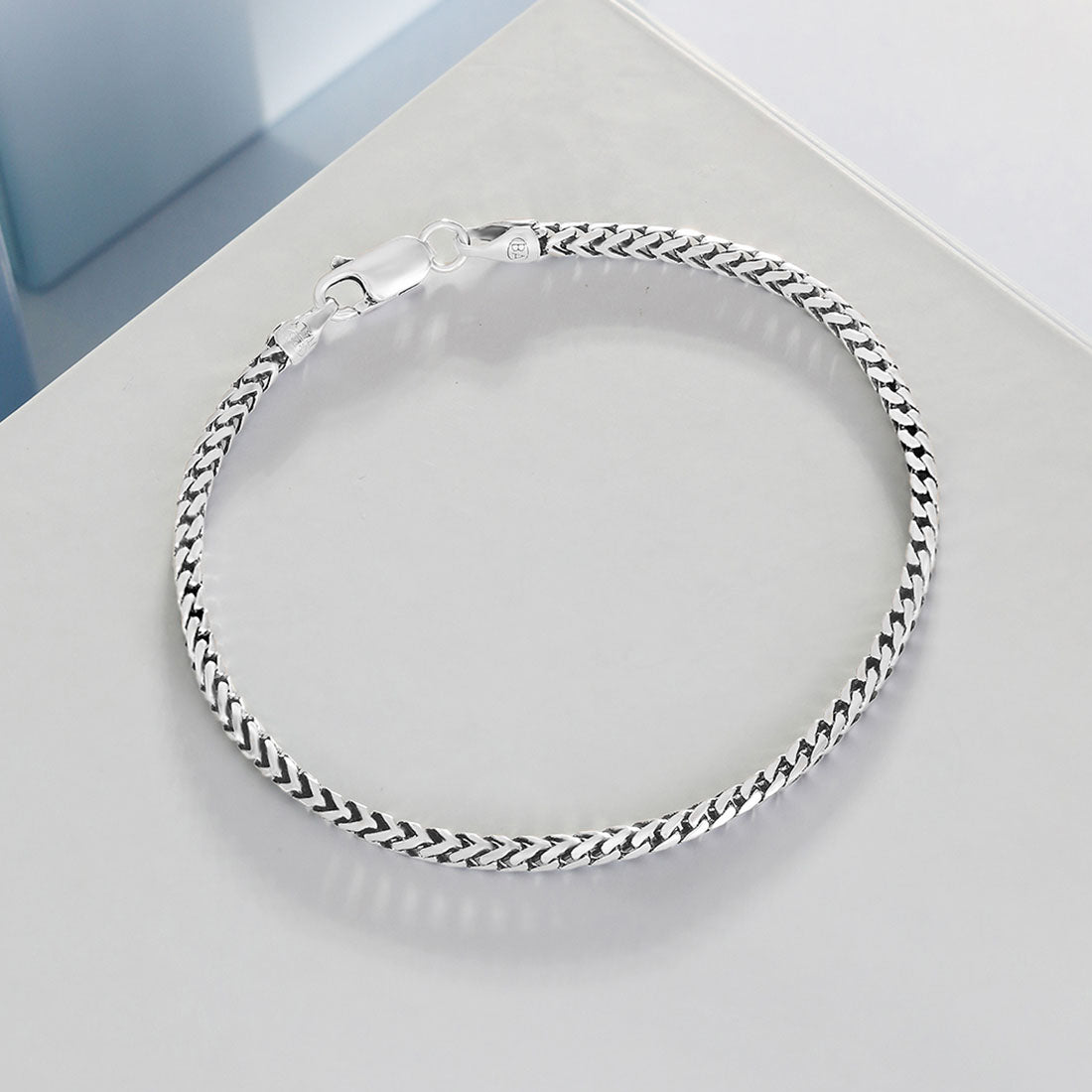 Dual Tone 925 Sterling Silver Men's Chain Bracelet (One Size) – Zavya