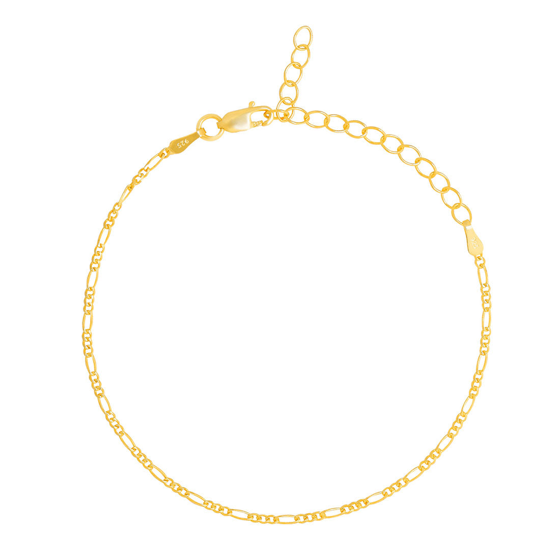 Minimalist Gold-Plated 925 Sterling Silver Women's Figaro Chain Bracelet