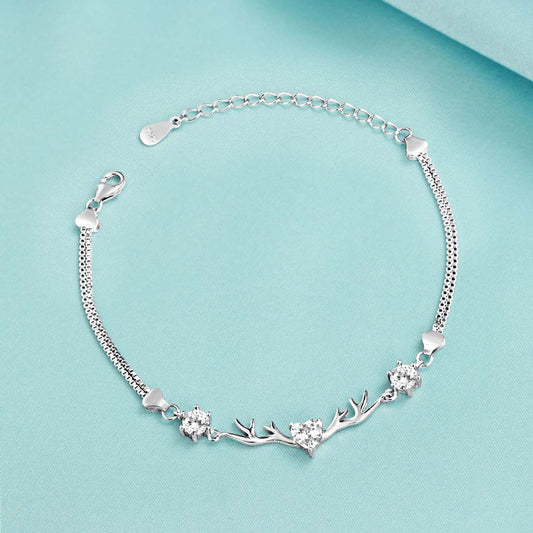 Eternal Heart Rhodium Plated 925 Sterling Silver Bracelet