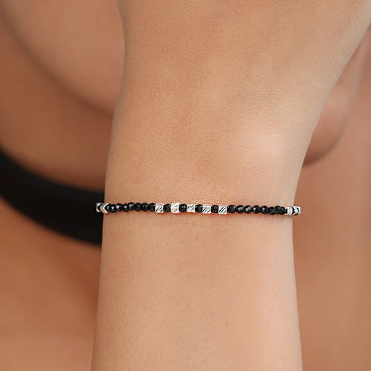 Mystic Beads Rhodium Plated 925 Sterling Silver Bracelet