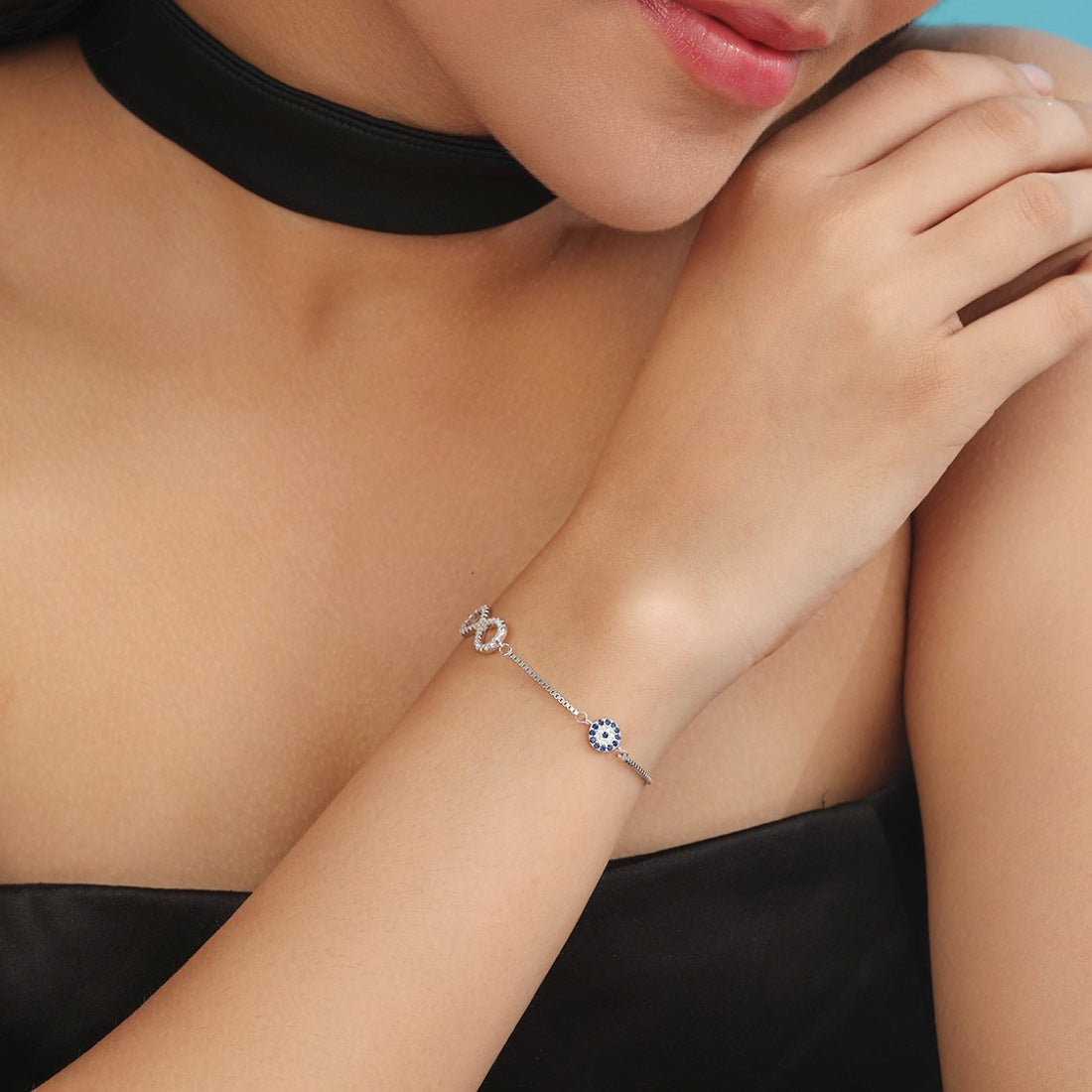 Infinity CZ Rhodium Plated 925 Sterling Silver Bracelet