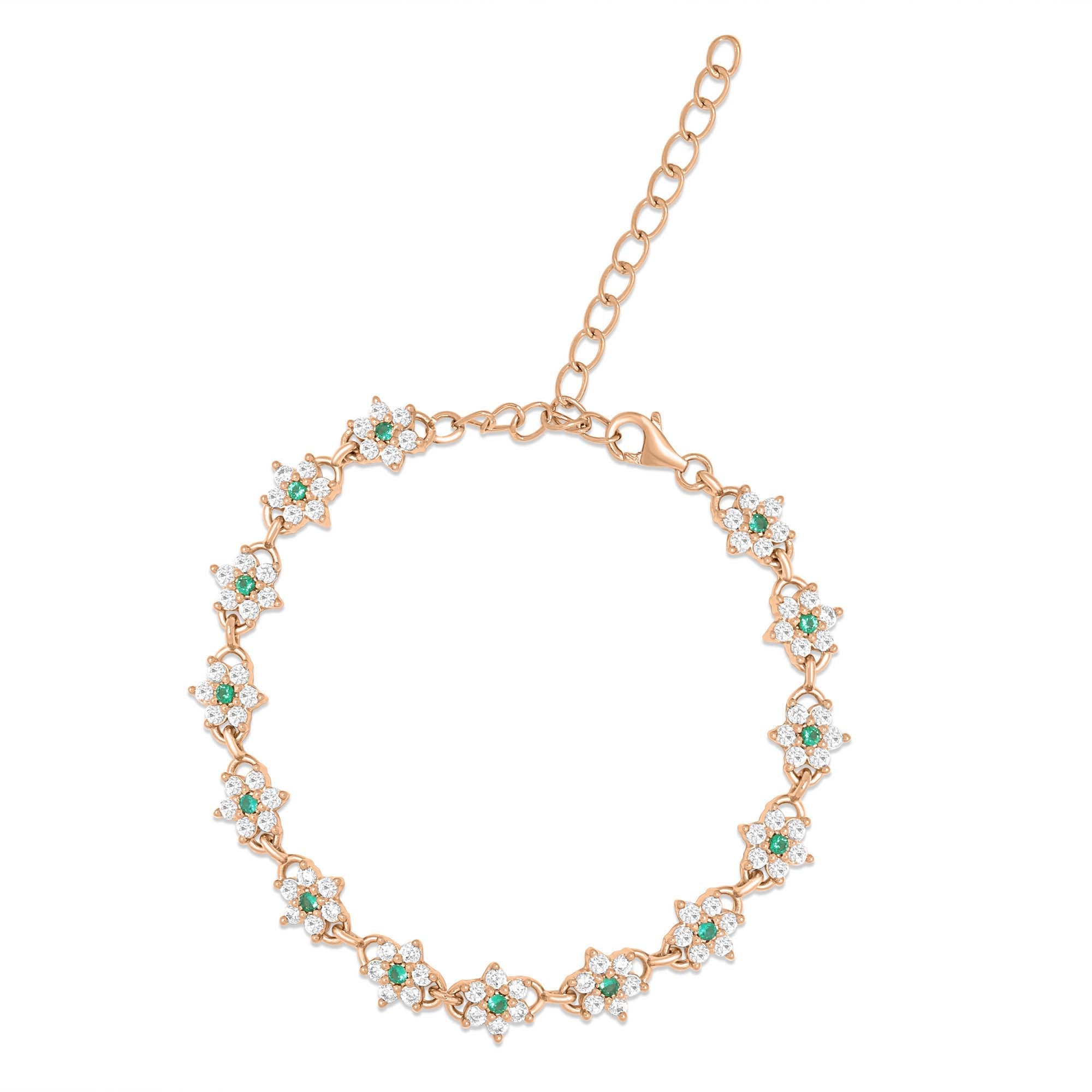 Floral Rose Gold Plated 925 Sterling Silver Bracelet