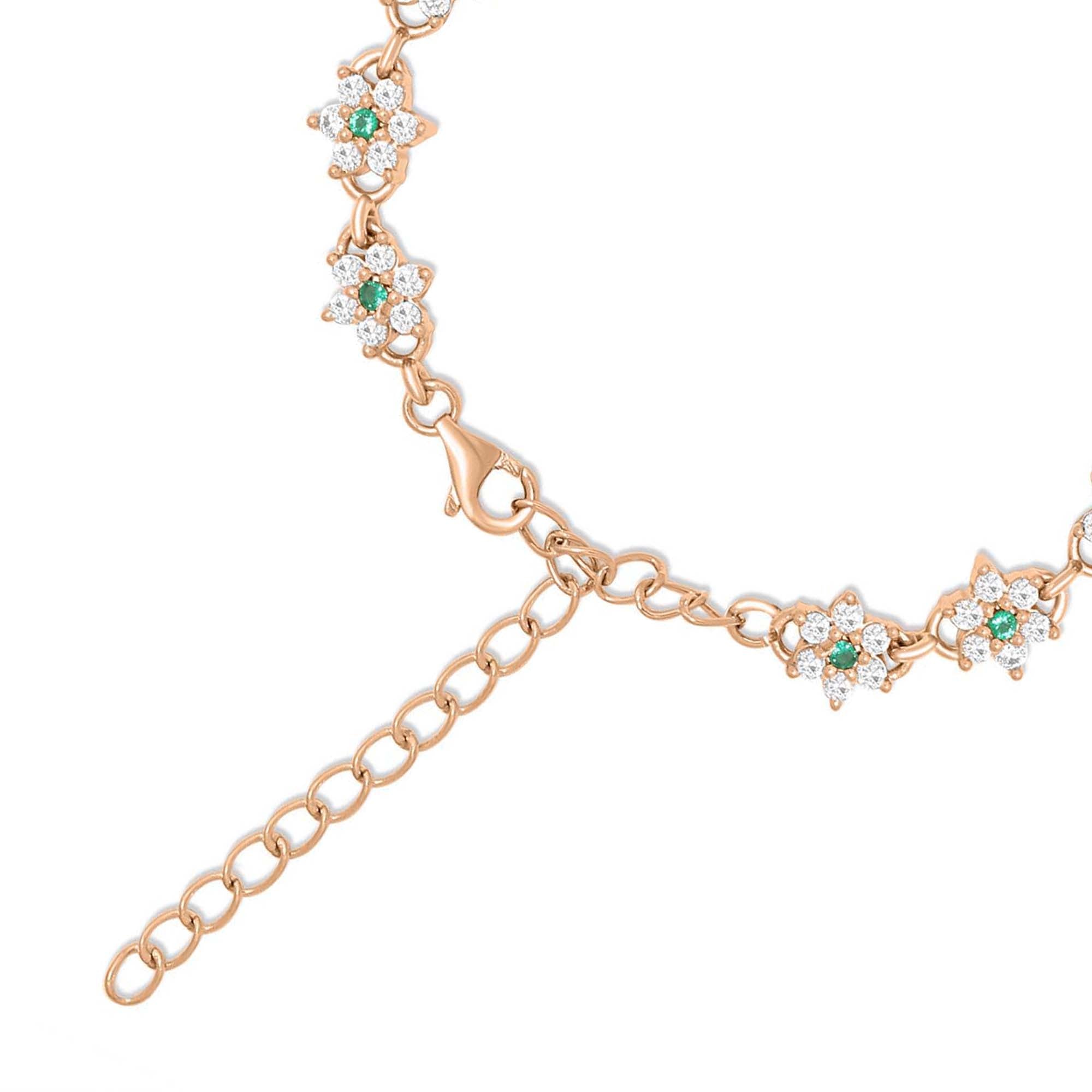 Floral Rose Gold Plated 925 Sterling Silver Bracelet
