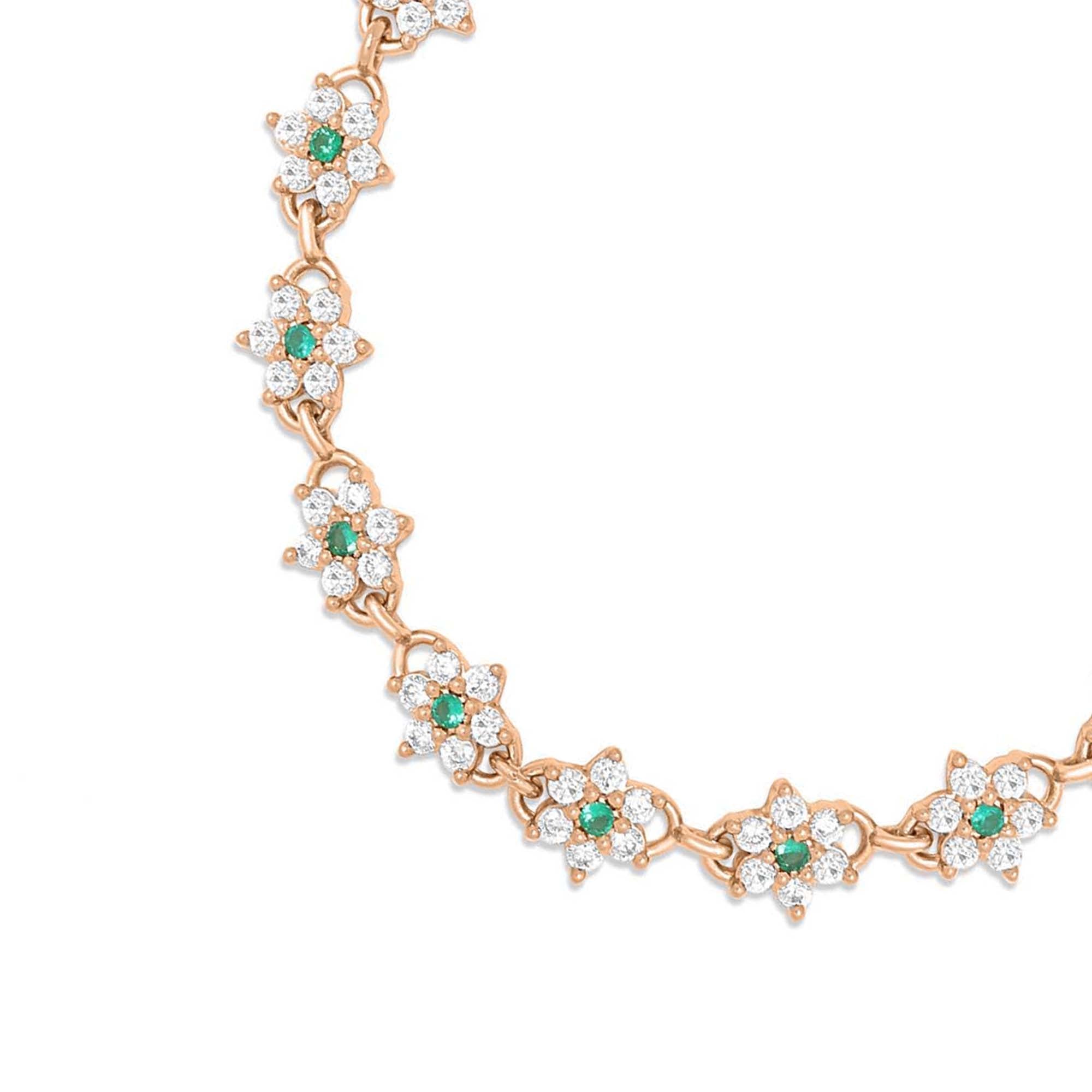 Floral Rose Gold Plated 925 Sterling Silver Bracelet