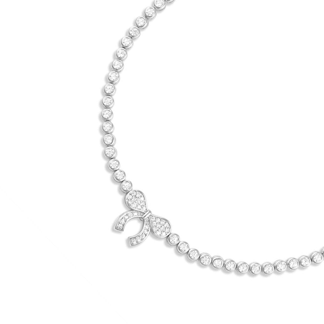 Elegant Bow Rhodium Plated 925 Sterling Silver Bracelet