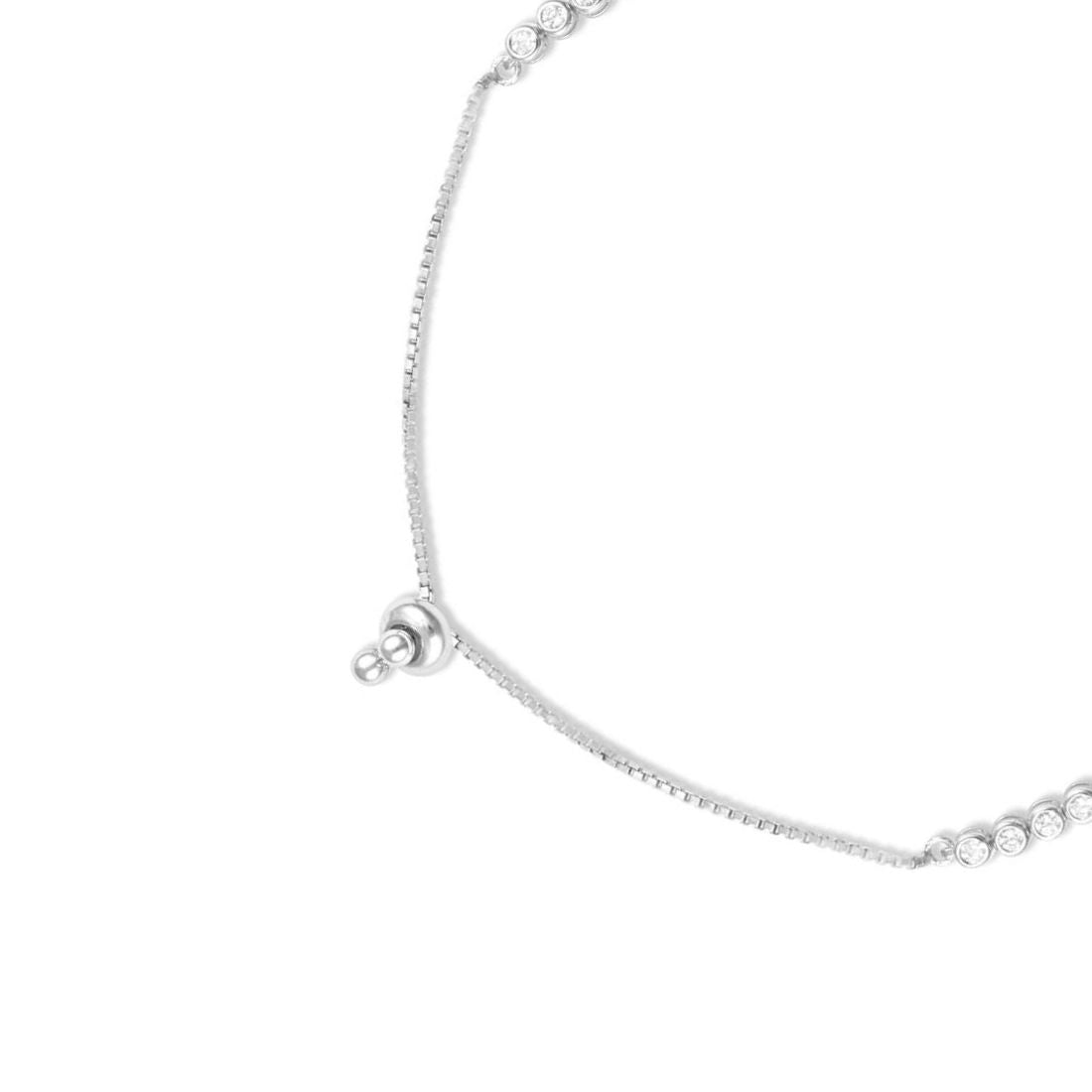 Elegant Bow Rhodium Plated 925 Sterling Silver Bracelet