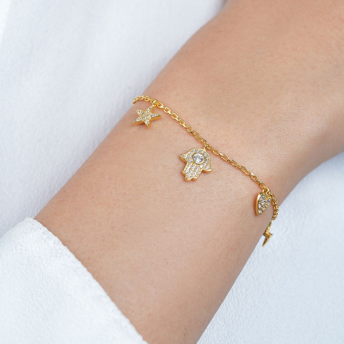 Charms Gold Plated 925 Sterling Silver Bracelet