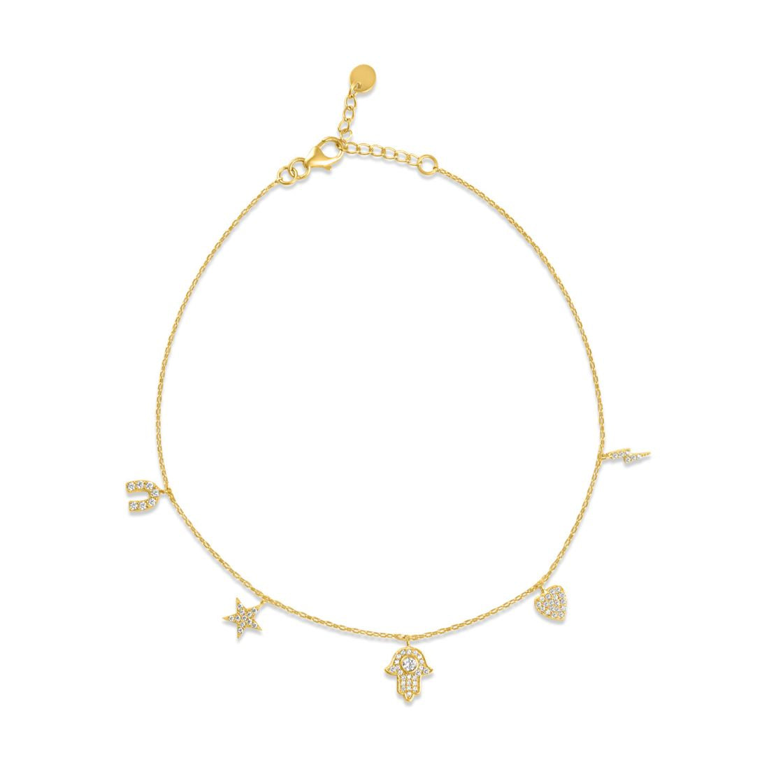 Charms Gold Plated 925 Sterling Silver Bracelet
